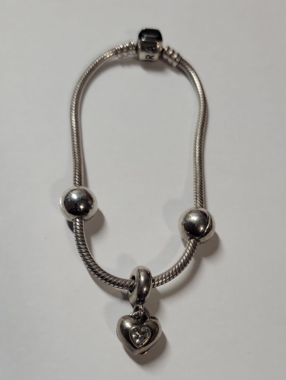 Sterling Silver Heart Charm Bracelet - Silver